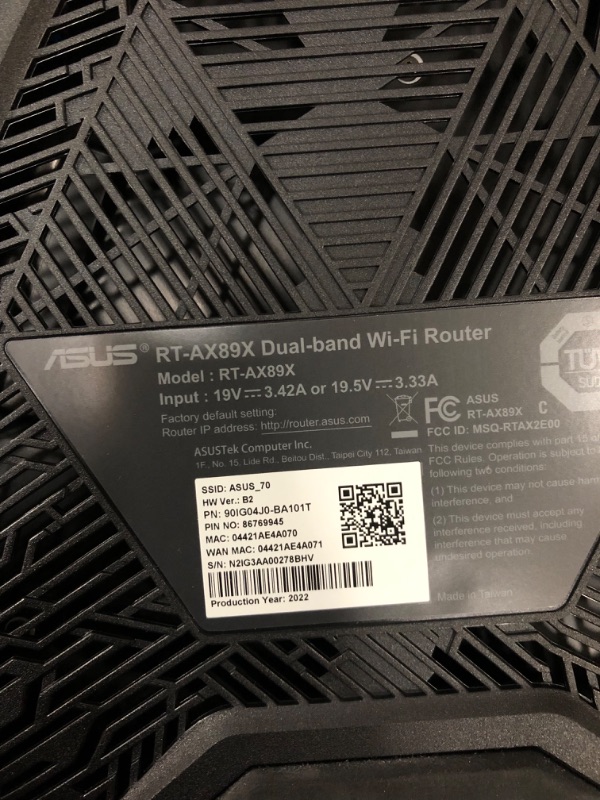 Photo 3 of ASUS AX6000 WiFi 6 Gaming Router (RT-AX89X) - Dual Band 12-Stream Gigabit Wireless Internet Router, Dual 10G Ports, Gaming & Streaming, AiMesh Compatible, Included Lifetime Internet Security
