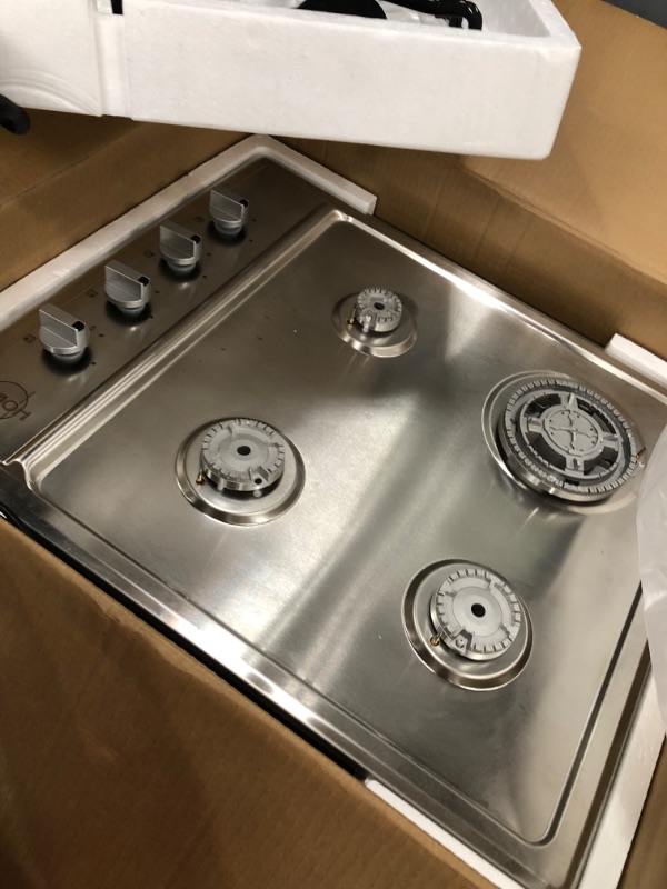 Photo 1 of 4 Burner Gas Stove Gas Cooktop 24 Inch, Stainless Steel Built-in Gas Hob for LPG/NG Dual Fuel, Natural Gas/Propane Cooktop with Flame-out Protection for Kitchen Apartmen, Easy to Clean, 110v
