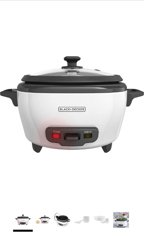 Photo 1 of BLACK+DECKER Rice Cooker, 6-cup, White