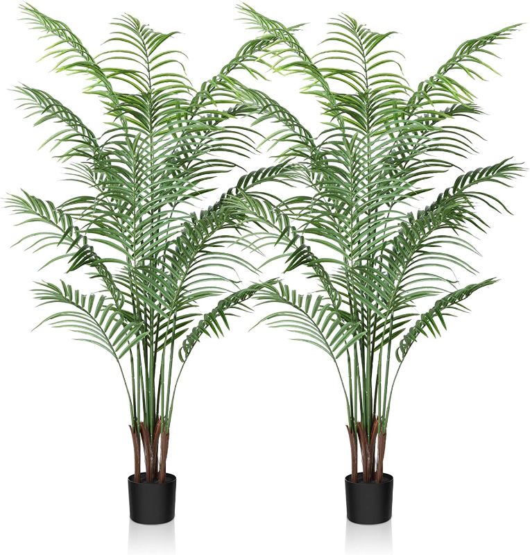 Photo 1 of 
CROSOFMI Artificial Areca Palm Plant 5.5 Feet Fake Palm Tree with 15 Leaves Faux Yellow Palm in Pot for Indoor Outdoor House Home Office Modern Decoration Perfect Housewarming Gift,2Pack
