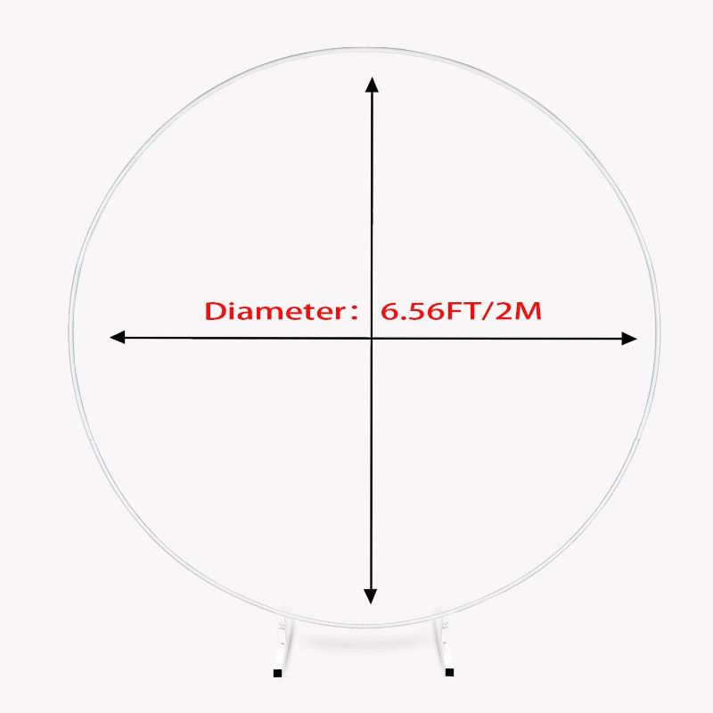 Photo 1 of 6.56FT White Round Backdrop Stand for Parties, Circle Wedding Arch Ring Backdrop Stand, Metal Balloon Flower Arch Holder Stand for Wedding,Birthday Party,Baby Shower