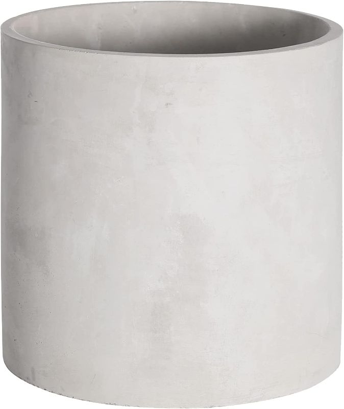 Photo 1 of 8.6 inch Cement Planters Indoor - Modern Grey Flower Pot with Drainage Hole - Home Office Decor