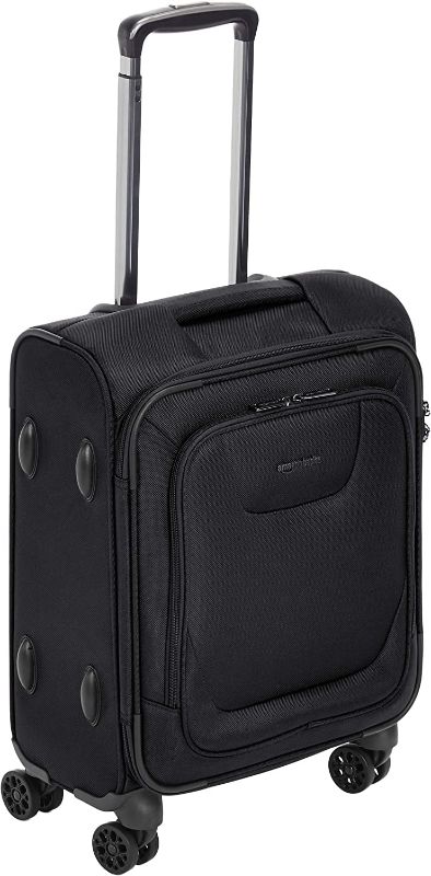 Photo 1 of Amazon Basics Expandable Softside Carry-On Spinner Luggage Suitcase With TSA Lock And Wheels - 20.4 Inch, Black

