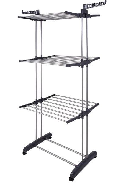 Photo 1 of Aquaterior Foldable 3 Tier Clothes Drying Rack Rolling Collapsible Laundry Dryer Hanger
