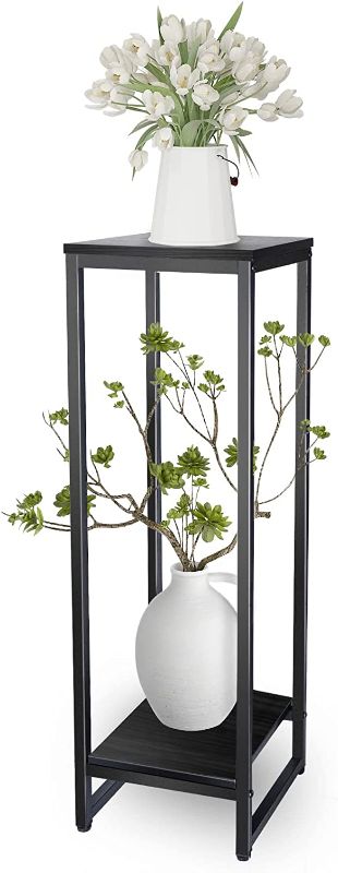 Photo 1 of 37.4"Tall Plant Stands Indoor, Plant Stand indoor Tall ,Plant Pedestal,Black Metal Plant Stands Indoor, 2- Tier Modern Corner Plant Stand Rack Shelves , Square Plant Tables for Corner Living Room Garden Balcony (37.4"Hx11.8"lx11.8"w black)
