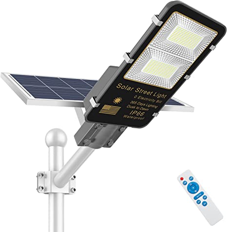 Photo 1 of 500W LED Solar Street Light Outdoor, 20000LM Dusk to Dawn Solar Parking Lot Lights with Light Sensor & Remote, IP66 Waterproof Solar Security Led Flood Lights for Yard, Garden, Basketball Court
