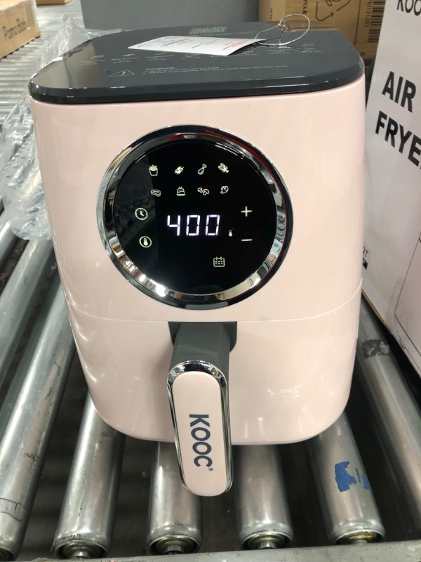 Photo 2 of [NEW] KOOC Large Air Fryer, 4.5-Quart Electric Hot Oven Cooker, Free Cheat Sheet for Quick Reference Guide, LED Touch Digital Screen, 8 in 1, Customized Temp/Time, Nonstick Basket, Pink
