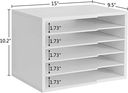 Photo 1 of LAPTAIN Desktop File Sorter with 4 Adjustable Shelves for Home and Office, Paper Letter Tray Organizer Wall Mount, White
