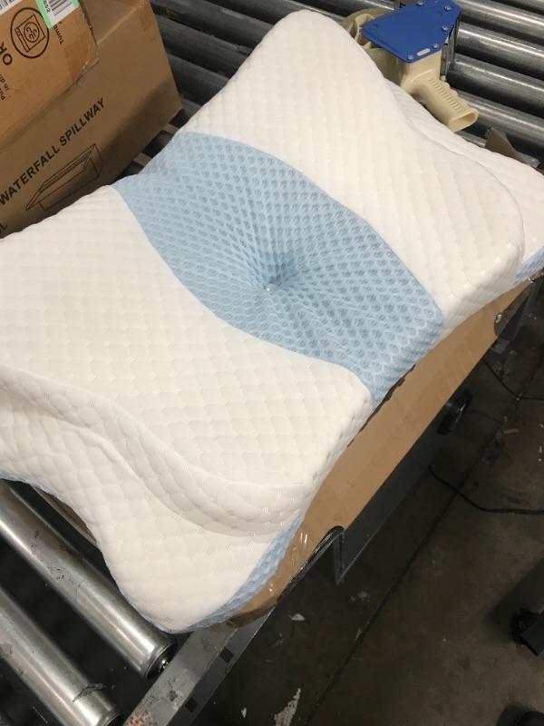 Photo 2 of ??vas Premium Cervical Contoured Memory Foam Pillow for Neck and Shoulder Pain, Ergonomic Orthopedic Pillow for Side, Back and Stomach Sleepers with Machine Washable Cover and Cooling Case
