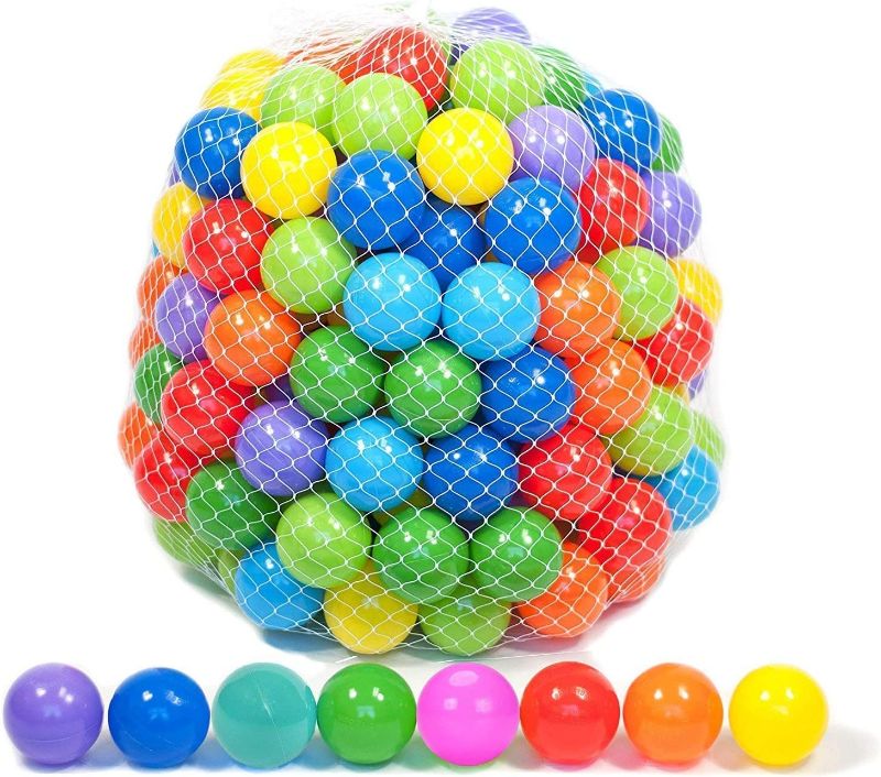 Photo 1 of  50 Soft Plastic Mini Ball Pit Balls w/ 8 Vibrant Colors - Crush Proof, No Sharp Edges, Non Toxic, Phthalate & BPA Free for Baby Toddler Ball Pit, Play Tents & Tunnels Indoor & Outdoor