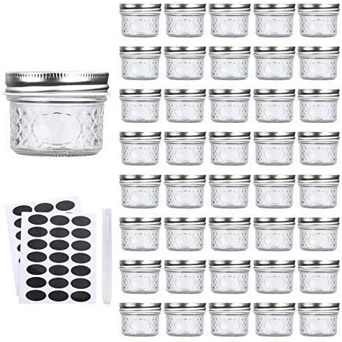 Photo 1 of Accguan Mini Mason Jars Glass Canning Jars,4 OZ Jelly Jars With Regular Lids?Silver),Ideal for Honey,Jam,Wedding Favors,Shower Favors,Small Pice Jars 40 PACK