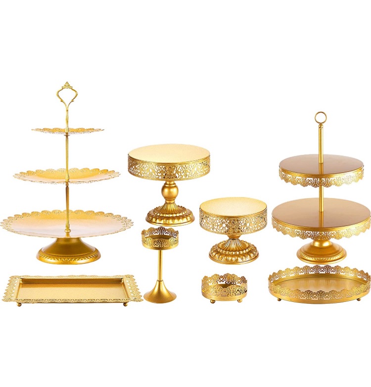 Photo 1 of Cake Stand Set-8 Pcs Gold Cake Stand -Dessert Table Display Set-Cake Stands for Dessert Table-Table Decoration Display Tower Plate for Baby Shower, Wedding, Birthday Party, Chrismas Celebration