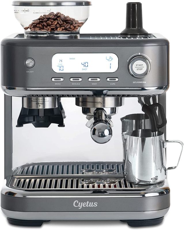 Photo 1 of CYETUS Cubic All in One Espresso Machine for Home Barista CJ-281, Upgrade Coffee Machine, With Coffee Grinder, Milk Steam Wand, Dark Grey
**Tested**