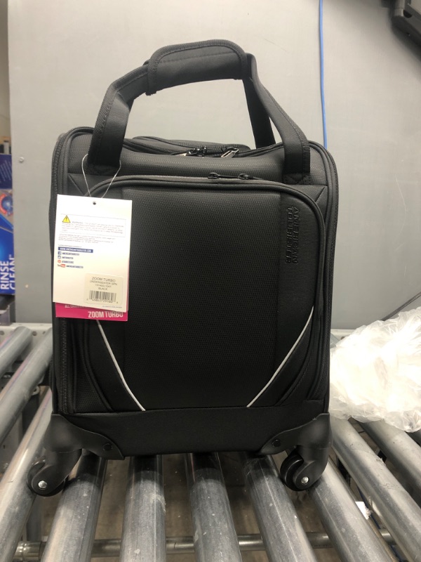 Photo 2 of American Tourister Zoom Turbo Softside Expandable Spinner Wheel Luggage, Black, Underseater Underseater black