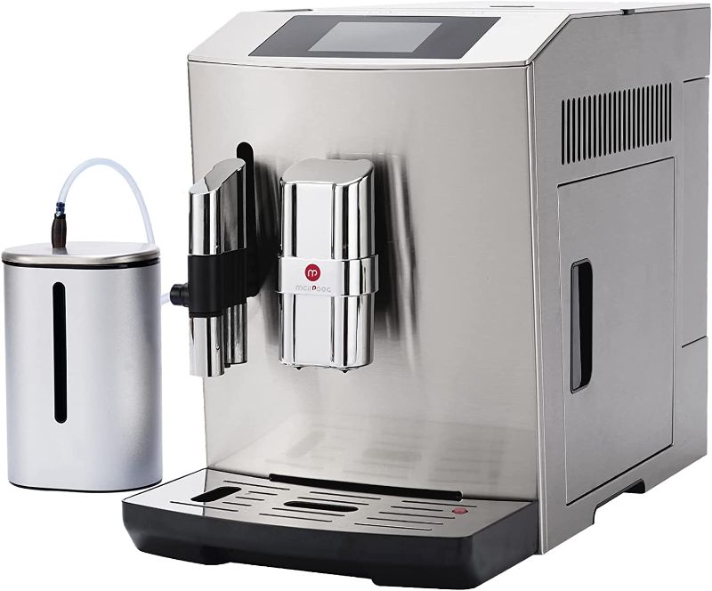 Photo 1 of *missing power cord* Mcilpoog Fully Automatic Espresso Coffee Machine, Silver Full Metal, Super Automatic Espresso Machine with Milk can, WS-S7 can make Americano, Latte, Cappuccino, Hot Water

