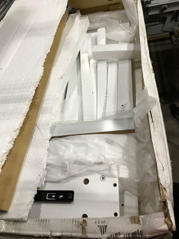 Photo 1 of Milliard Wall Desk, Freestanding Ladder Computer Desk with Drawer, Shelves and Storage, White