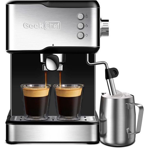 Photo 1 of (Used) Geek Chef 20 Bar Espresso Machine 2 Shot Pump Cappuccino Maker, 1.5 Liters, Black
