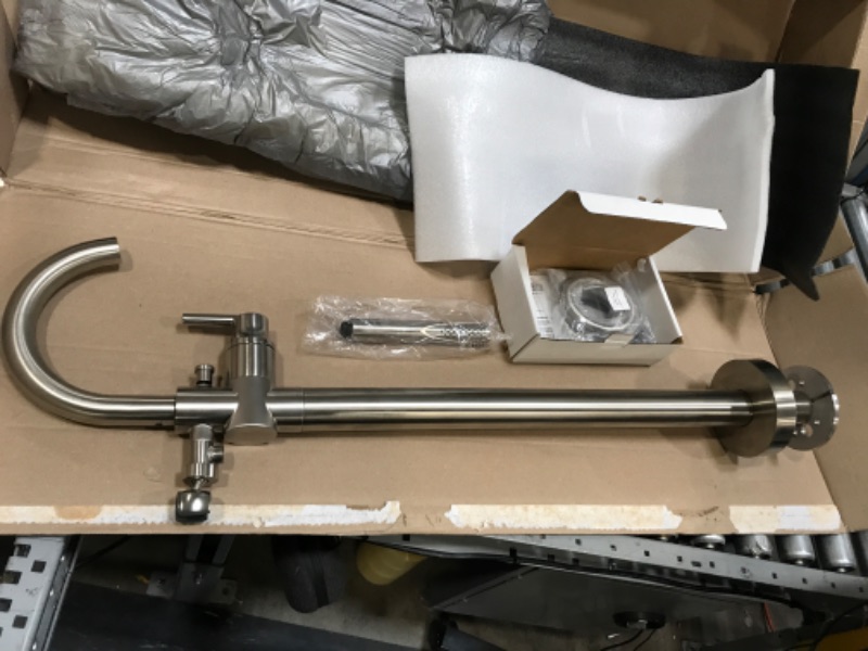 Photo 2 of (Used - Parts Only) Delta Faucet Trinsic Floor-Mount Freestanding Tub Filler with Hand Held Shower, Stainless T4759-SSFL (Valve Not Included)