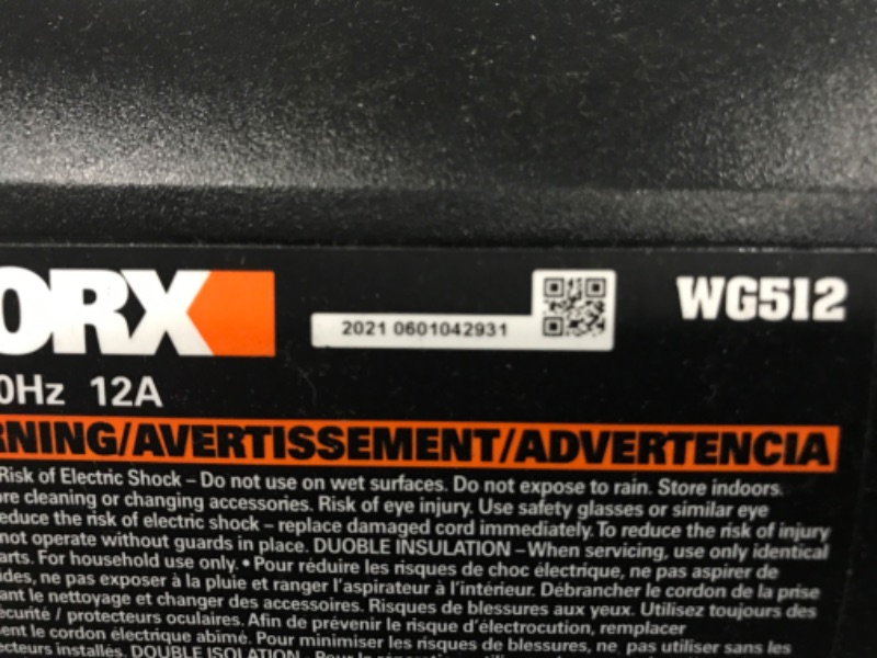 Photo 3 of (Not Functional - Parts Only) Worx WG512 600cfm / 16:1 - 12 Amp TRIVAC Blower / Mulcher / Vac, Single-Lever Conversion, Metal Impeller, Two Speed
