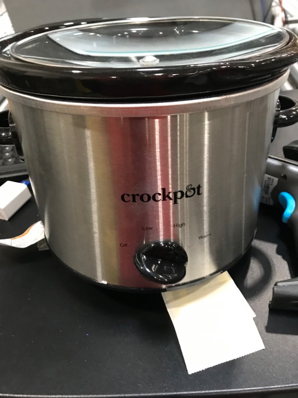Photo 1 of  DOES NOT WORK PARTS ONLY STOCK PHOTO Crock-Pot 3-Quart Round Manual Slow Cooker, Stainless Steel and Black
 