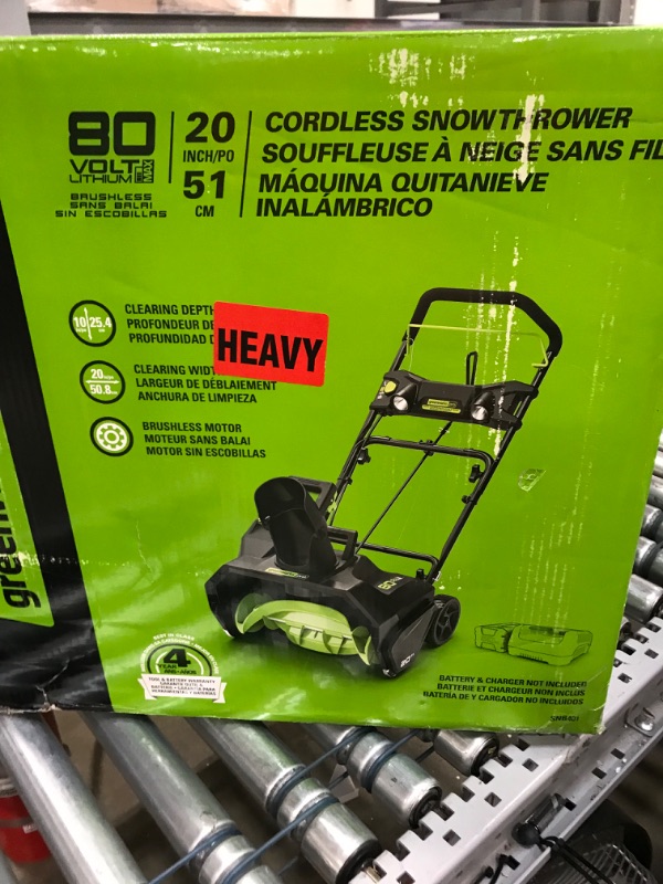 Photo 1 of WORKING UNKNOWN, MISSING PARTS UNKNOWN Greenworks Pro 80V 21" Brushless Cordless Lawn Mower, (2) 2.0Ah Batteries and 30 Minute Rapid Charger Included
