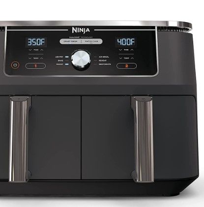 Photo 1 of  TRAY IS BENT, POWERS ON  Ninja DZ401 Foodi 10 Quart 6-in-1 DualZone XL 2-Basket Air Fryer with 2 Independent Frying Baskets, Match Cook & Smart Finish to Roast, Broil, Dehydrate & More for Quick, Easy Family-Sized Meals, Grey
