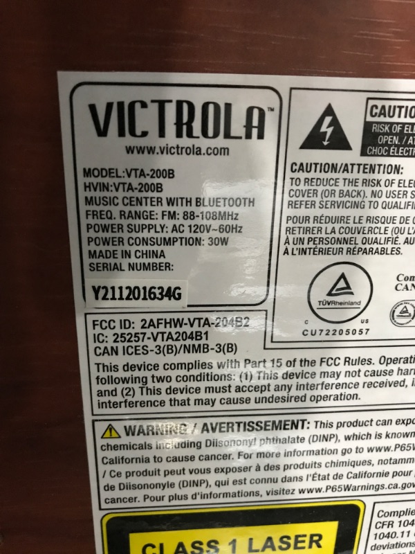 Photo 6 of Victrola Nostalgic 6-in-1 Bluetooth Record Player & Multimedia Center with Built-in Speakers - 3-Speed Turntable, CD & Cassette Player, FM Radio | Wireless Music Streaming | Mahogany
