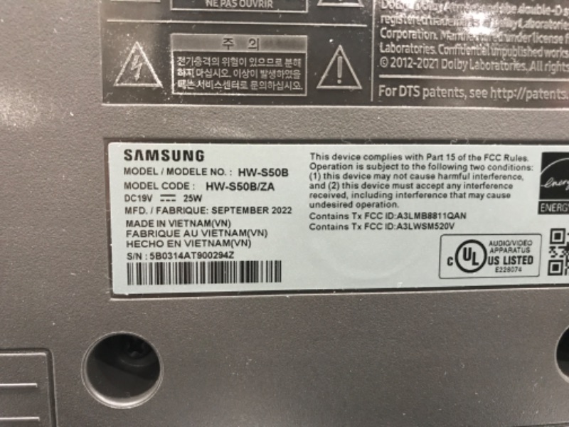 Photo 5 of SAMSUNG HW-S50B/ZA 3.0ch All-in-One Soundbar w/Dolby 5.1, DTS Virtual:X, Q Symphony, Built in Center Speaker, Adaptive Sound Lite, Bluetooth Multi Connection, 2022 Black
