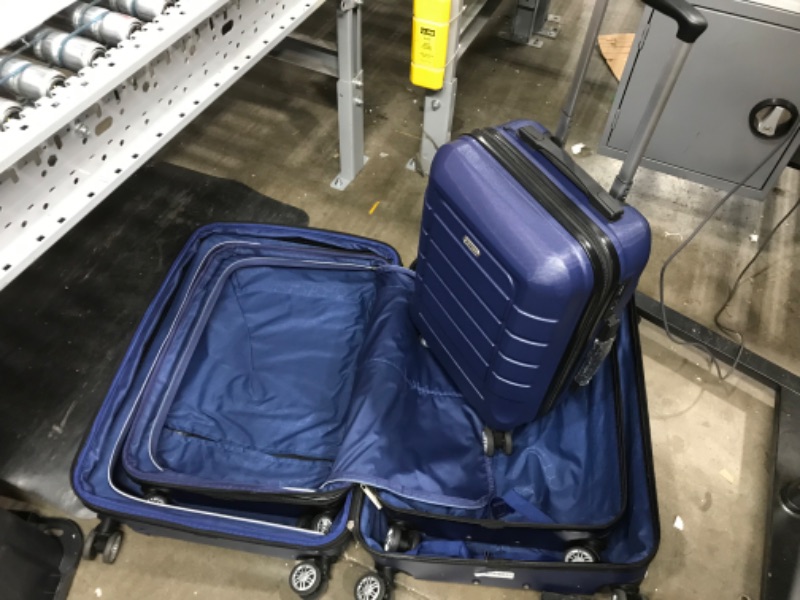 Photo 3 of ***SEE NOTE*** SHOWKOO Luggage Sets Expandable PC+ABS Durable Suitcase Double Wheels TSA Lock 3pcs Blue
