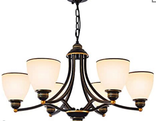 Photo 1 of Farmhouse Chandeliers For Dining Room, 6-Frosted Glass Shades Chandelier, Black Metal Lights Fixture, Adjustable Height Pendant Lighting, Dining Light For Kitchen Island, Hanging Lights For Bedroom