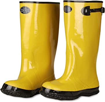 Photo 1 of Cordova Yellow Slush Boot With Black Ribbed Sole, Cotton Lined, 17-Inch Length, Over-The-Shoe Style, Size 9
