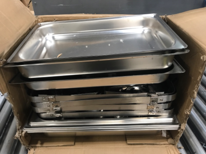 Photo 2 of (Used) ALPHA LIVING 70014-GRAY 4 Pack 8QT Chafing Dish High Grade Stainless Steel Chafer Complete Set, 8 QT, Alpine Gray Handle