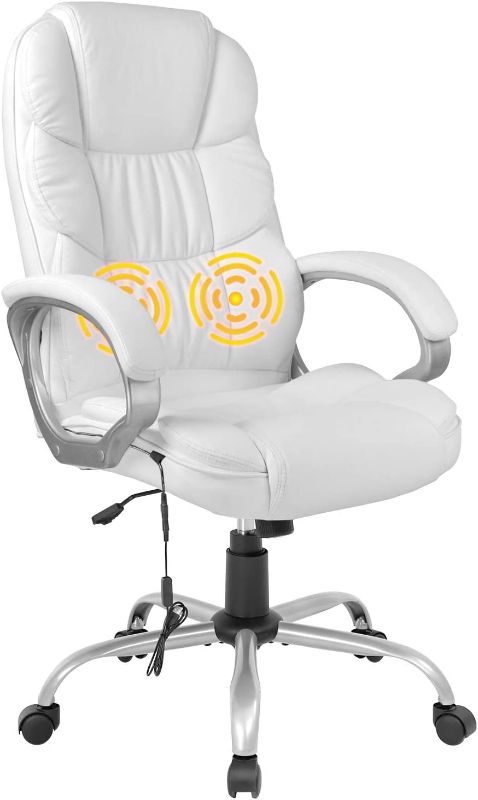 Photo 1 of Home Ergonomic Office Chair Massage Comfortable Desk Chair Rolling Swivel Computer Chair (White)
