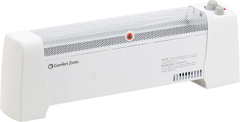Photo 1 of (Not Functional - Parts Only) Comfort Zone CZ600 750/1,500-Watt Electric Baseboard Space Heater with Adjustable Thermostat, Dent-Proof End Panels, Overheat Protection System, Safety Tip-Over Switch, & Stay-Cool Body, White
