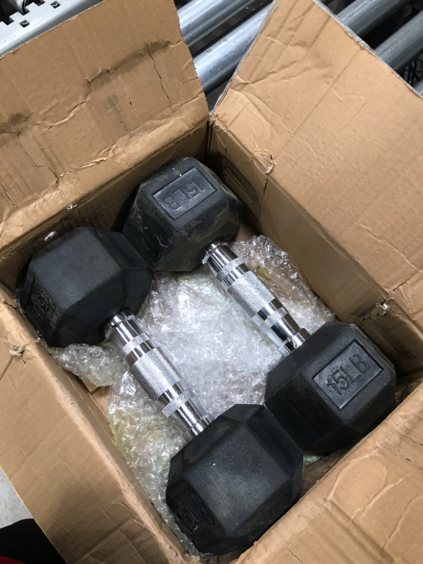 Photo 2 of Balancefrom Rubber Encased Hex Dumbbell in Pairs -15 lbs