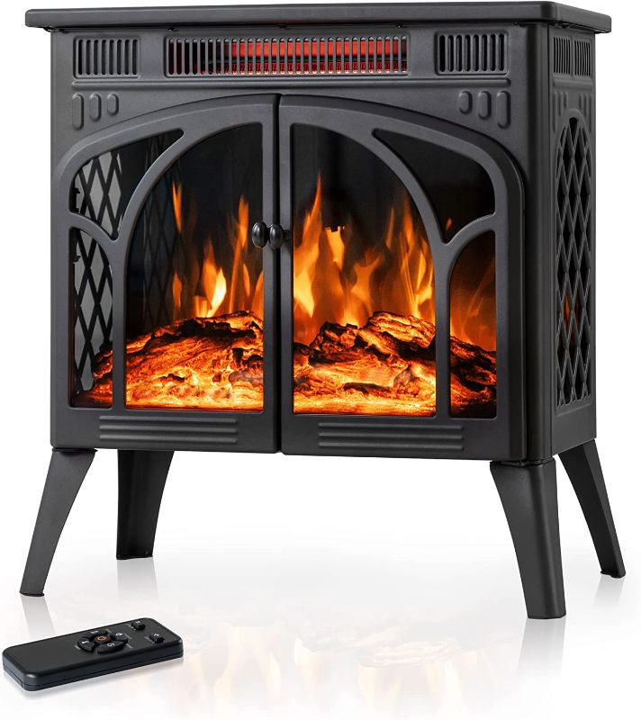 Photo 1 of **parts only**
Electactic 24Inch Electric Fireplace Stove , Free-Standing Infrared Fireplace Stove, Controllable 3D Flame, 4 Variable Flame&Log Colors, 1500w, 5100BTU, Black (S230B-BLACK), 23.5"L X 10.7"W X 24.3"H
