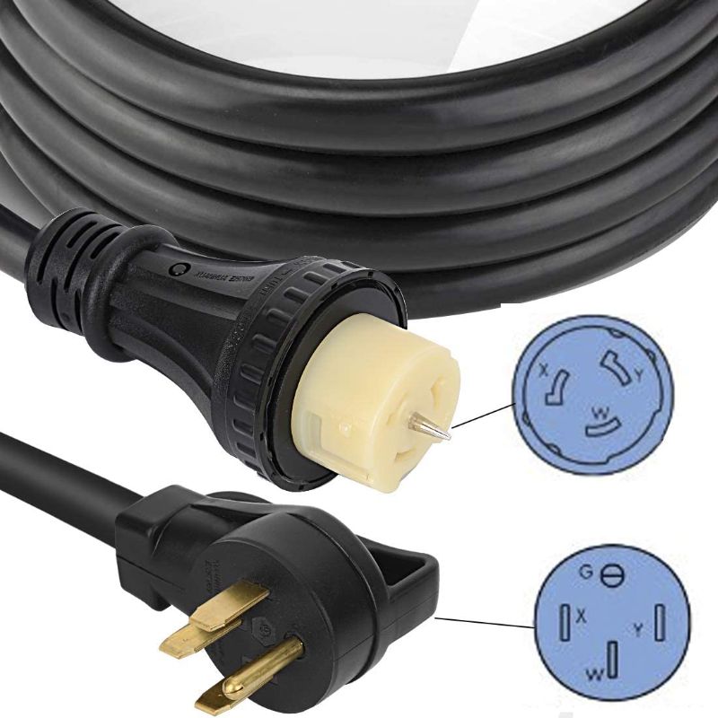 Photo 1 of 50 Amp Generator Extension Cord, 20FT STW 6/3 + 8/1 Power Cord N14-50P & SS2-50R & CS6364 Twist Lock Connectors…
