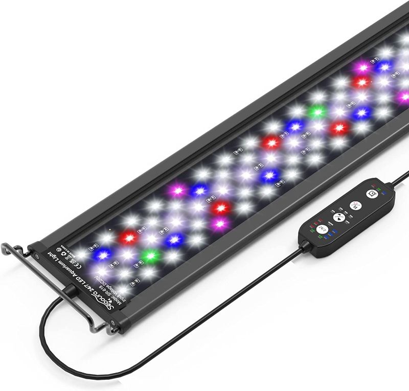 Photo 1 of SEAOURA 24/7 Mode LED Aquarium Light for Plants-Full Spectrum Fish Tank Light with Timer, Auto On/Off, 7 Colors, Adjustable Brightness, 3 Modes for 30 Inch to 36 Inch Freshwater Tank, 24W
