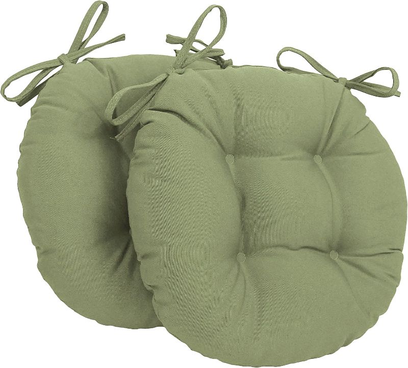 Photo 1 of (Incomplete - Only 1 Cushion) Blazing Needles 16-inch Twill Round Chair Cushion, 16" x 16", Sage 2 Count
