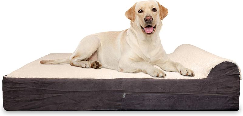 Photo 1 of (Used.Jumbo Orthopedic Dog Bed - 7-inch Thick Memory Foam Pet Bed with Pillow - Removable Cover, Anti-Slip Bottom - Free Waterproof Liner Included - Sturdy Beds for Large Breed Dogs - Modern Big Dog Bed

