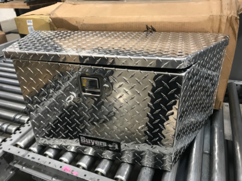 Photo 2 of Buyers Products-1701380 Diamond Tread Aluminum Trailer Tongue Truck Box (15x14.5x34/20.7 Inch) - Silver Diamond Tread Aluminum Silver 34 inches