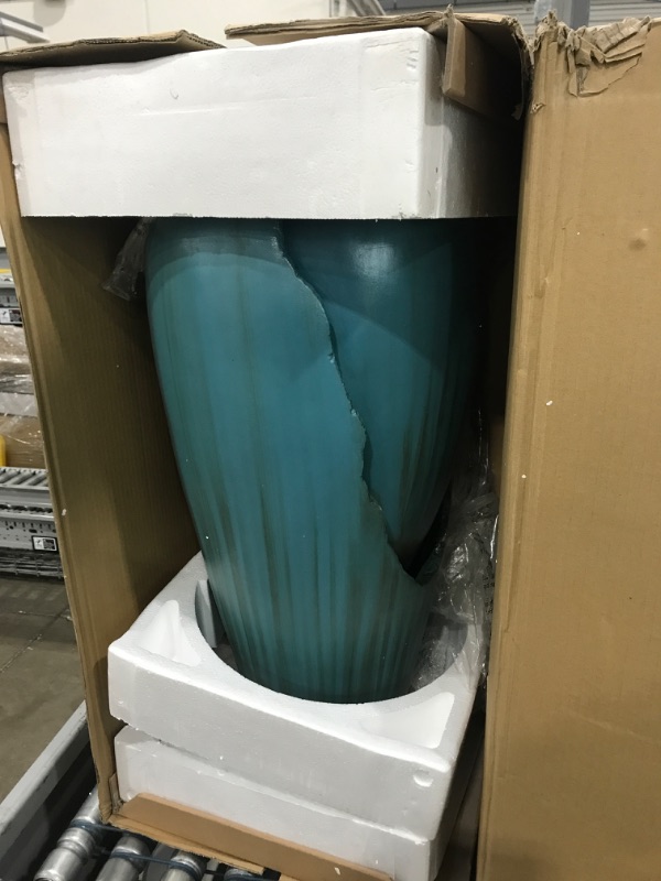 Photo 2 of Alpine Corporation DIG100XS w/LED Light Water Jar Fountain, 32 Inch Tall, Turquoise