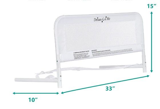 Photo 1 of Dream On Me Lightweight Mesh Security Adjustable Bed Rail for Toddler with Breathable Mesh Fabric in White