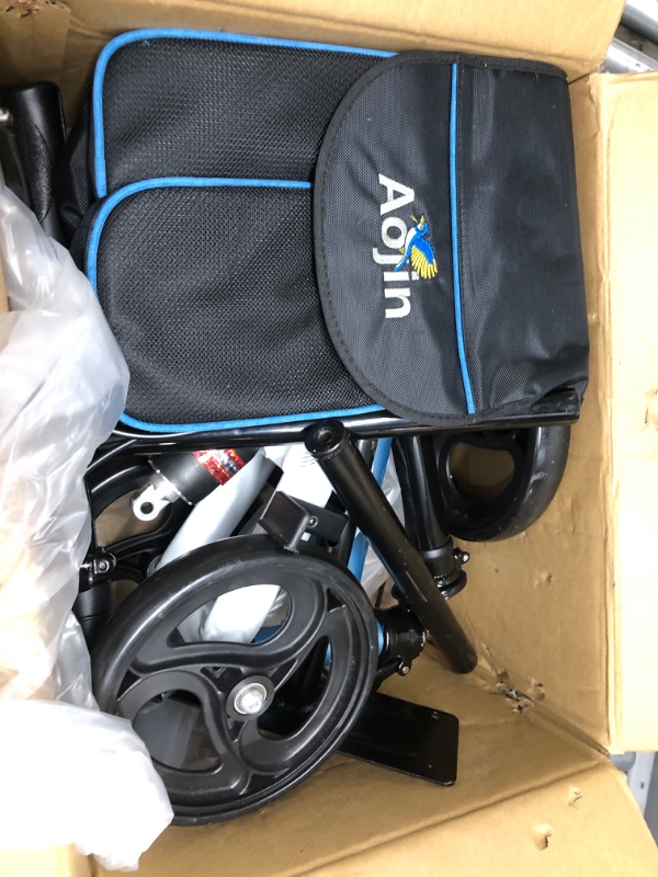 Photo 2 of Aojin Steerable Knee Walker Deluxe Medical Scooter for Foot Injuries Compact Crutches, 2022 Upgraded Model with Dual Rear on-Wheel Brake and Shock Absorption Under The Knee pad Blue2