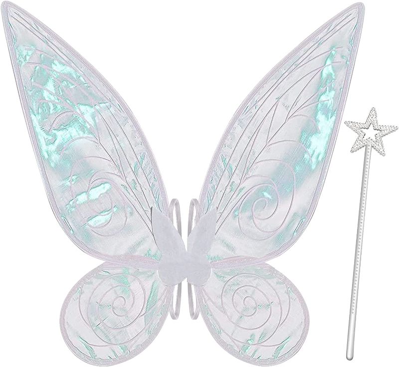 Photo 1 of quescu Fairy Wings for Adults,Butterfly Wings for Girls Women,Halloween Costume Sparkle Angel Wings Dress Up Party Favor
