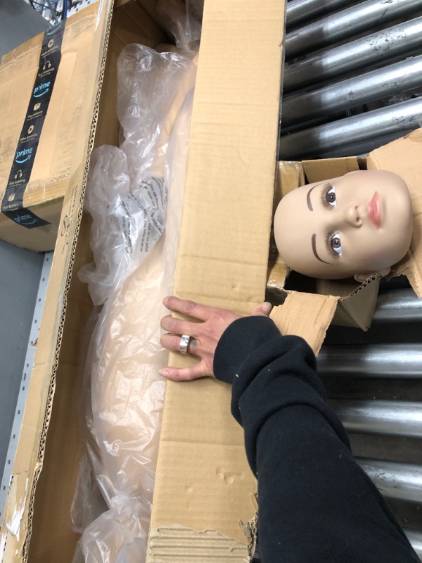 Photo 2 of 43.3" Height Child Mannequin Full Body Realistic Adjustable Detachable Manikin Display Head Turns Dress Form W/Metal Base
