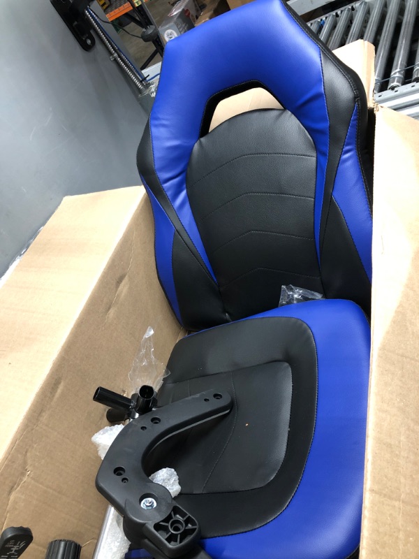 Photo 3 of Gaming Office Chairs - Ergonomic Computer Gamer Chairs, Adjustable Height & Swivel, Padded Armrest & Lumbar Support Mid Back Leather Office Desk Chair 29D x 19.7W x 45H in Blue