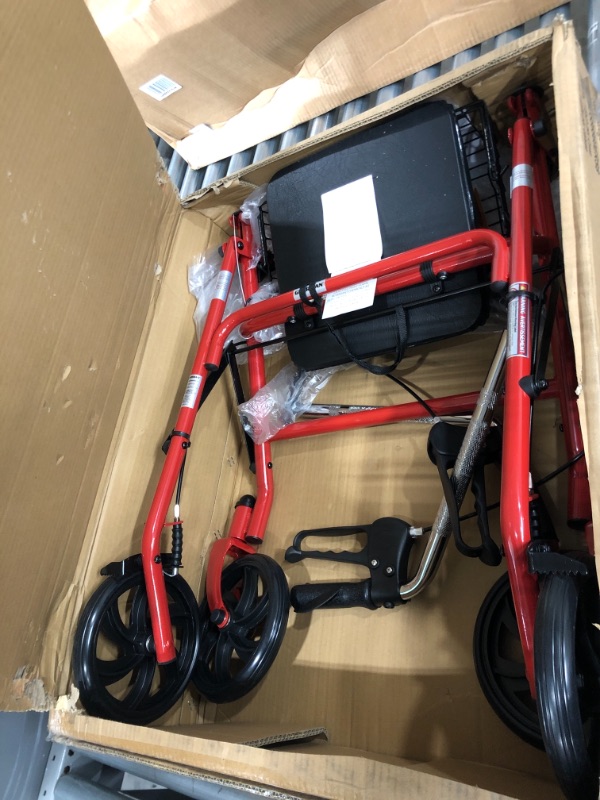 Photo 3 of Medline Basic Steel Rollator, 8" Wheels, Red (Model Number: MDS86860ERS8)
