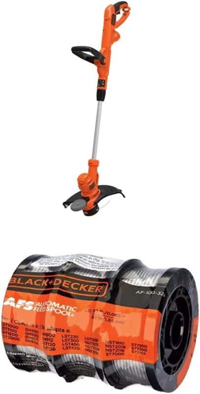 Photo 1 of BLACK+DECKER String Trimmer with Trimmer Line, 30-Foot, 0.065-Inch, 3-Pack (BESTA510 & AF-100-3ZP)
