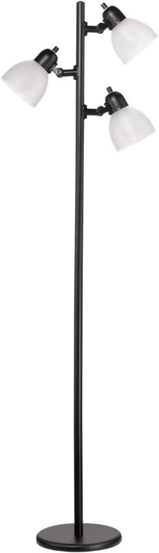 Photo 1 of Globe Electric 12719 Life 63" 3-Light Floor Lamp, Matte Plastic, LED Bulbs Included, Black with Frosted Shade
